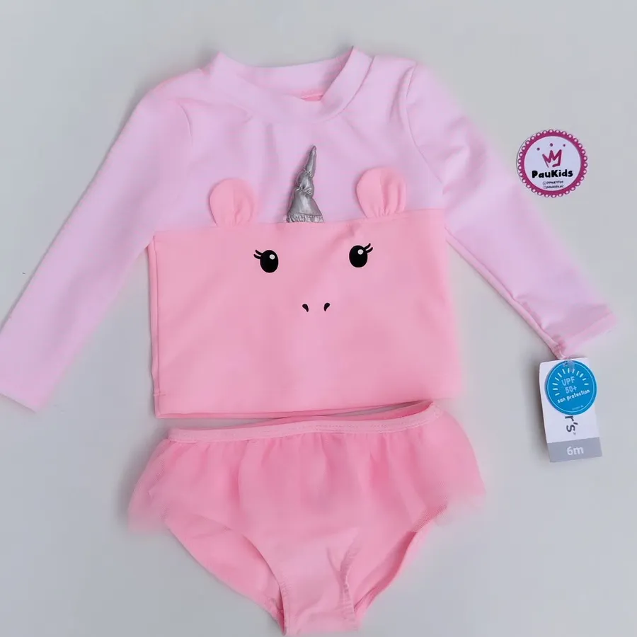 Traje de baño 2pzas mangas largas unicornio