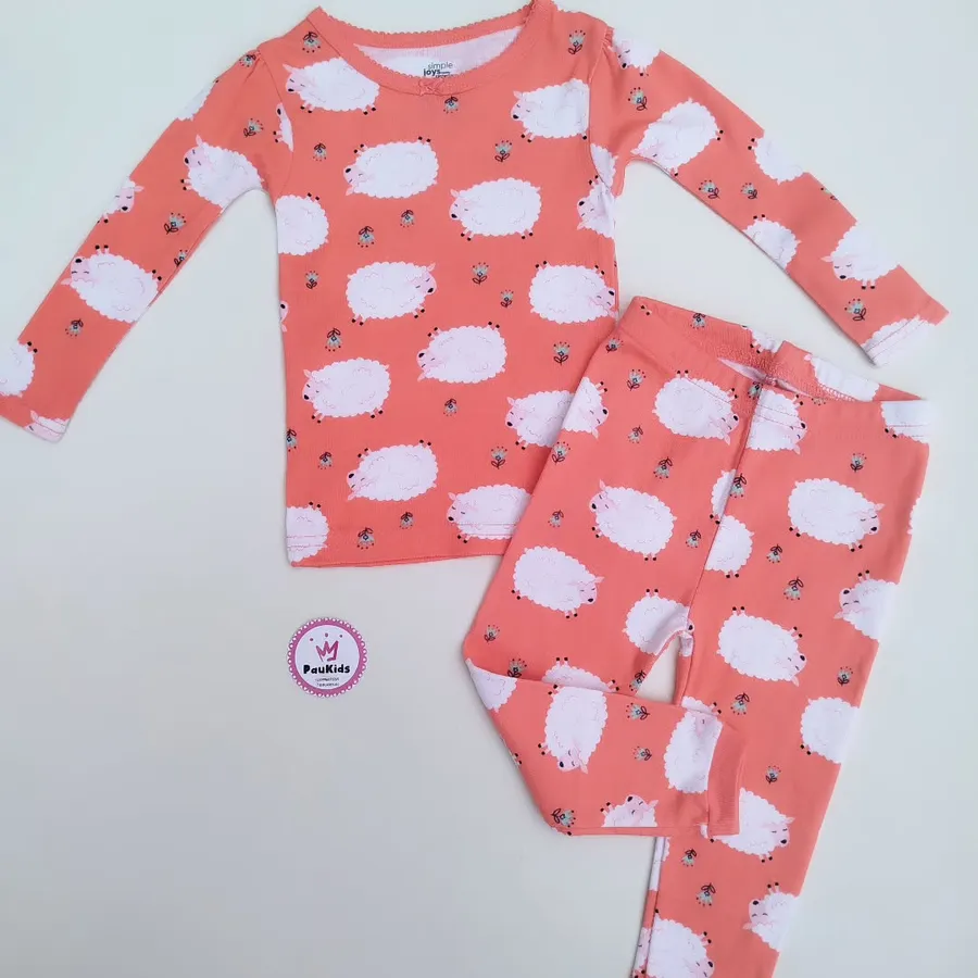Pijama coral ovejitas mangas largas