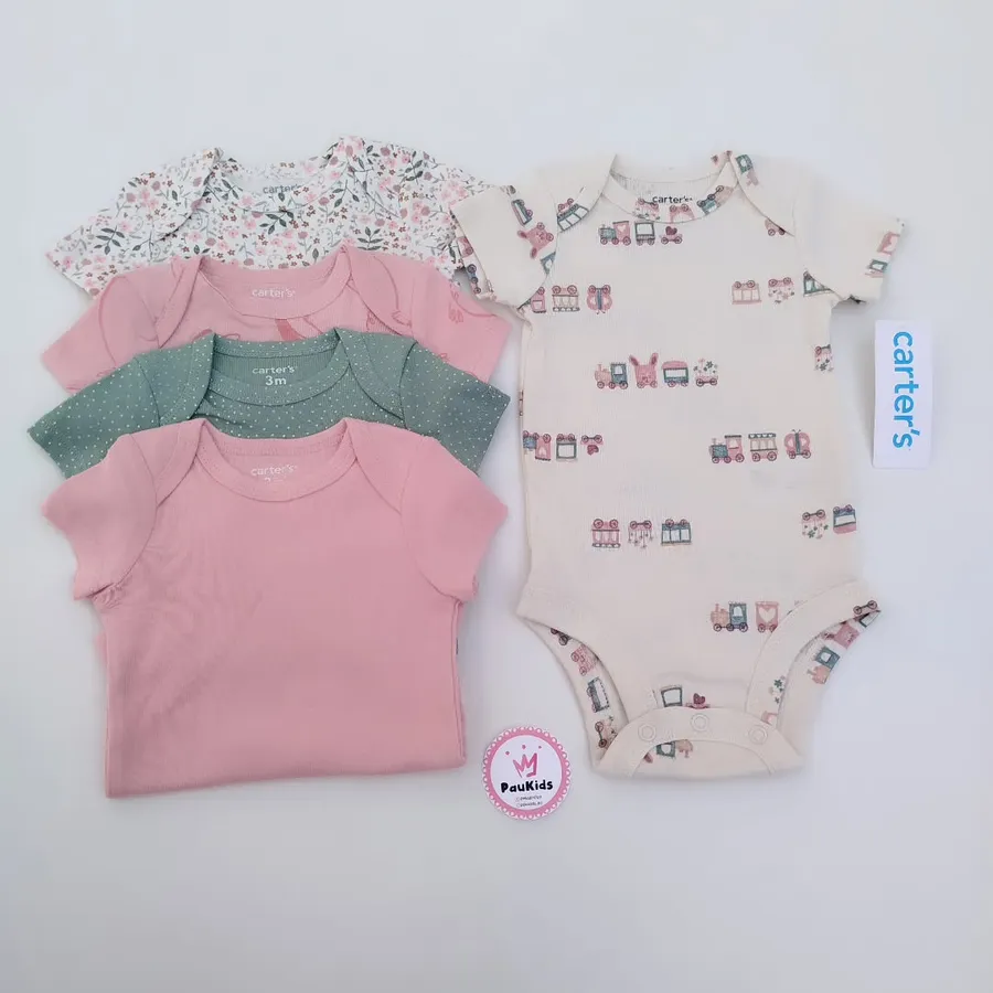 Bodysuits pack X5 rosa flores conejo