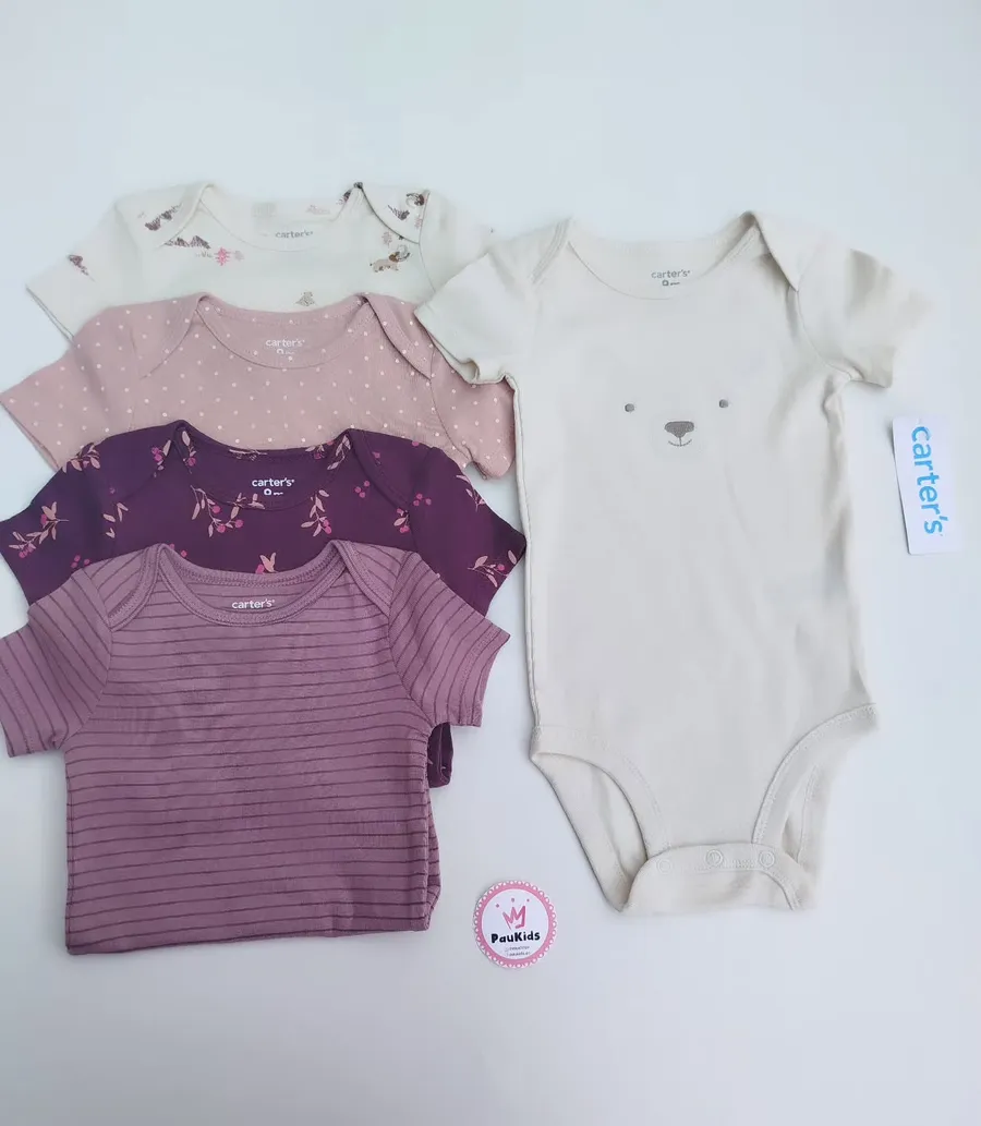 Bodysuits Pack X5 morado / blanco osito