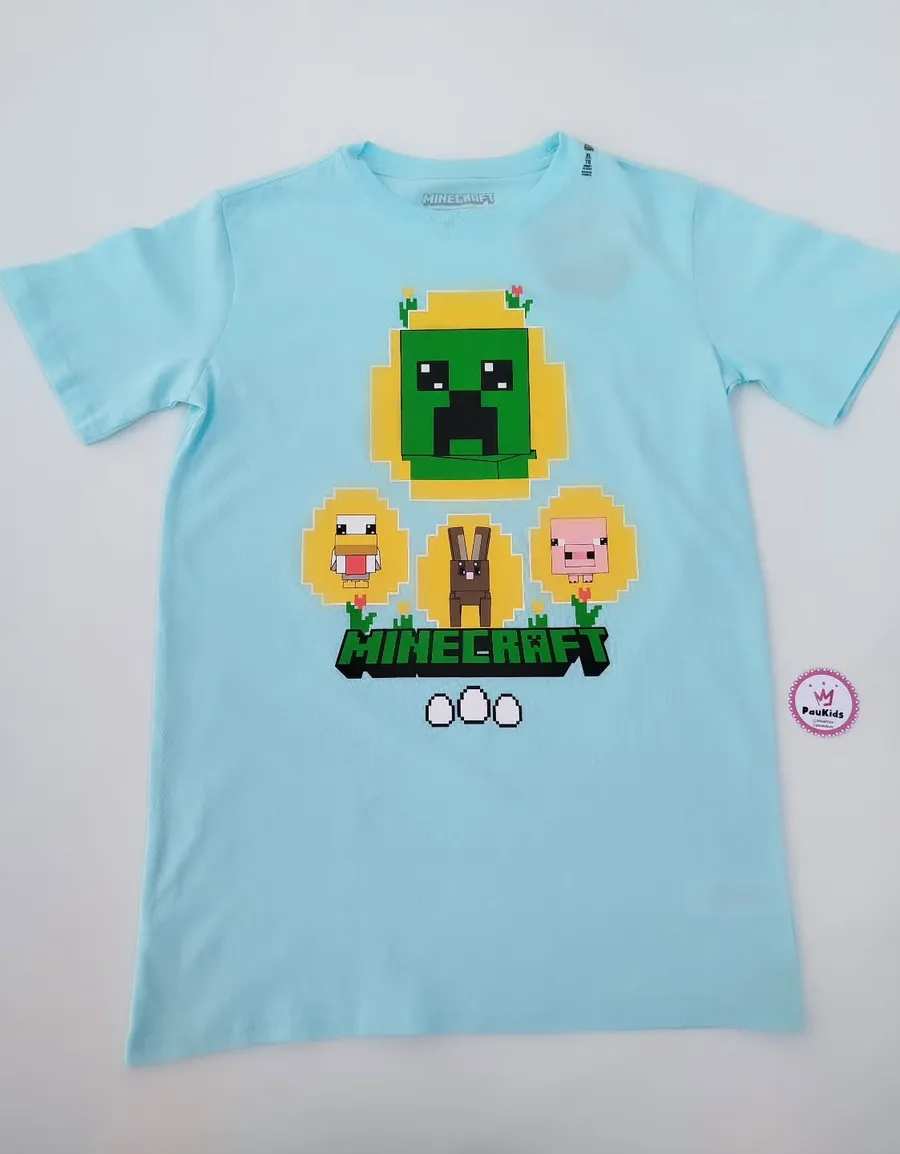Camiseta Celeste Minecraft