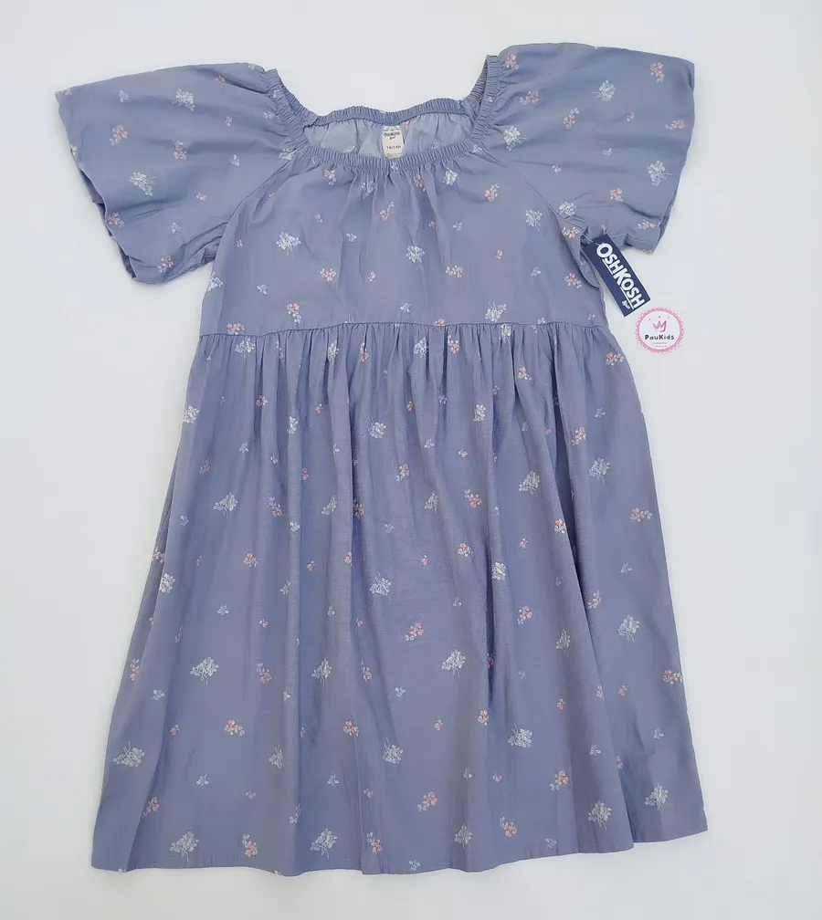Vestido Celeste Floreado