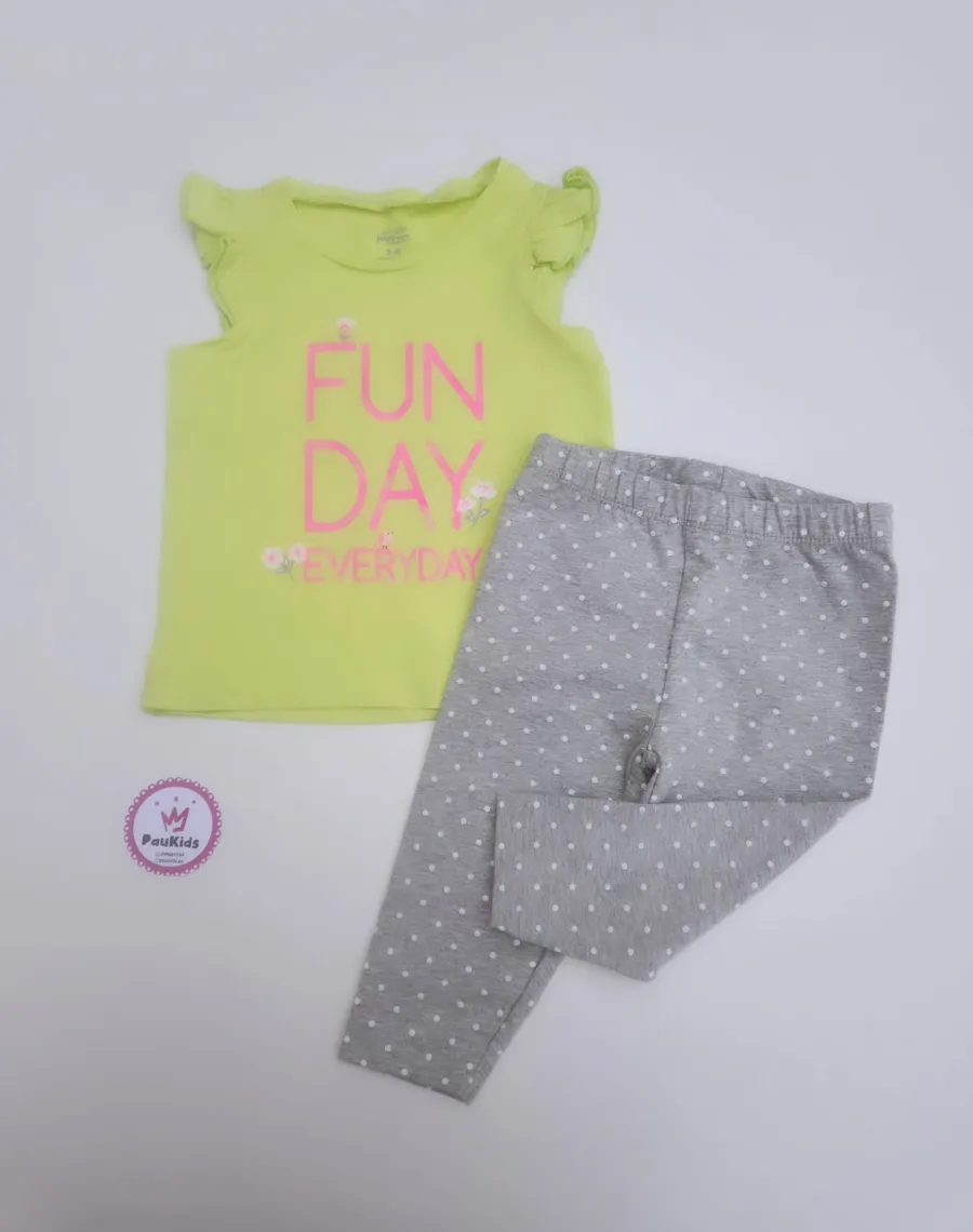 Conjunto 2pzas blus aamarilla y licra gris