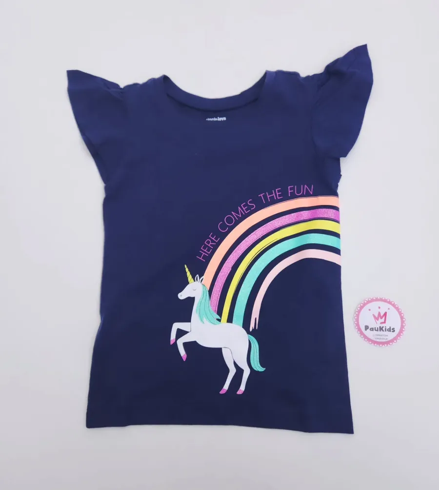 Blusa azul unicornio arcoíris